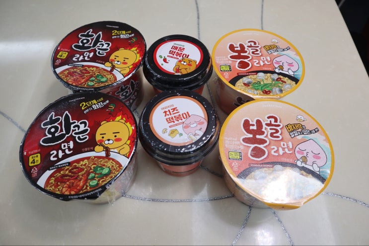  [카카오프렌즈 컵라면 즉석떡볶이 후기]라이언 화끈라면/어피치 봉골라면/라이언 매운떡볶이/어피치 치즈떡볶이