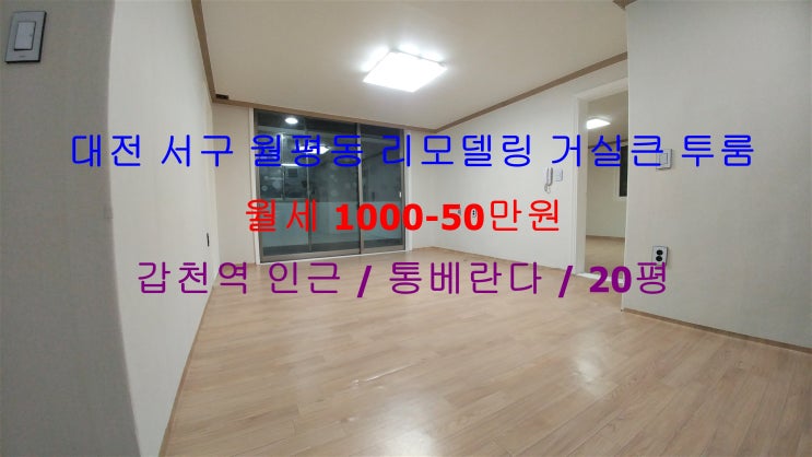  대전 서구 월평동 갑천역 인근에 있는 역세권 20평짜리 엄청 큰 투룸 월세 매물입니다 ^^ (통베란다)