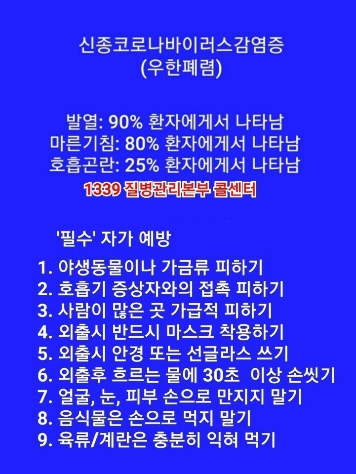  신종 코로나 바이러스 감염증 증상과 필수 자가예방