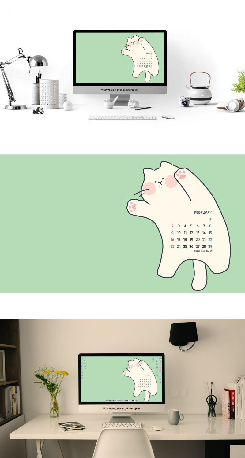 2월카렌다 배경화면 귀여운 고양이디자인 PC\u0026 스마트폰 : 네이버 블로그, image size:800x1498