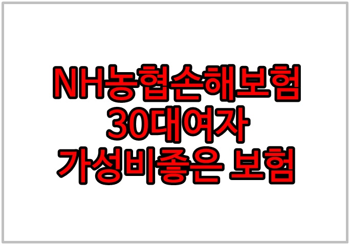  NH농협손해보험 30대여자 가성비 좋은보험