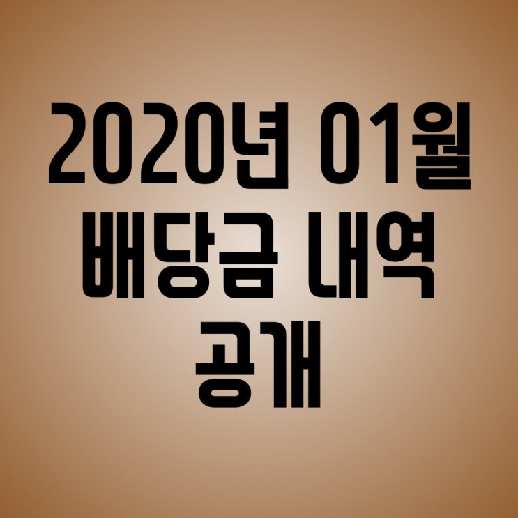  [배당금] 20년 01월 국내 및 해외주식 배당 내역 공개