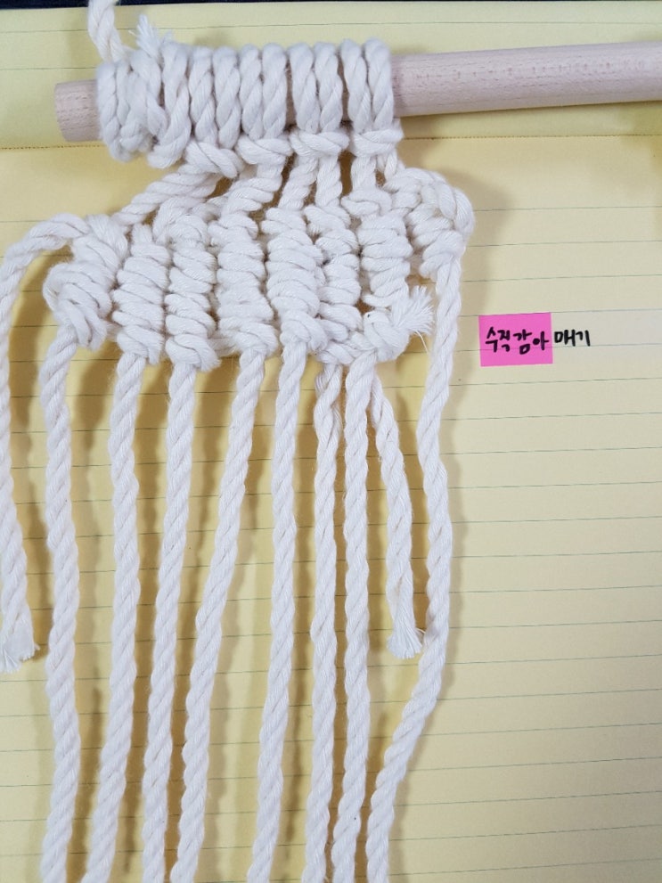  [마크라메 기초매듭④] 수직감아매기, 좌우반나선감기, 수직머리매듭, 조세핀매듭