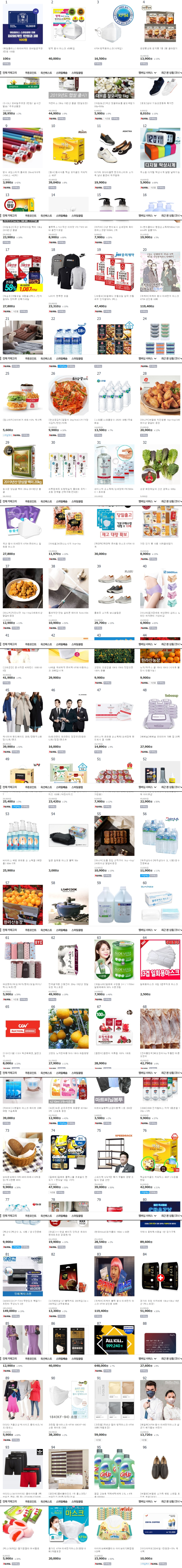 베스트 100 - 2020년 2월 첫째 주 옥션/G마켓/11번가/신세계몰/티몬/위메프 #리얼야구존 부산대점....