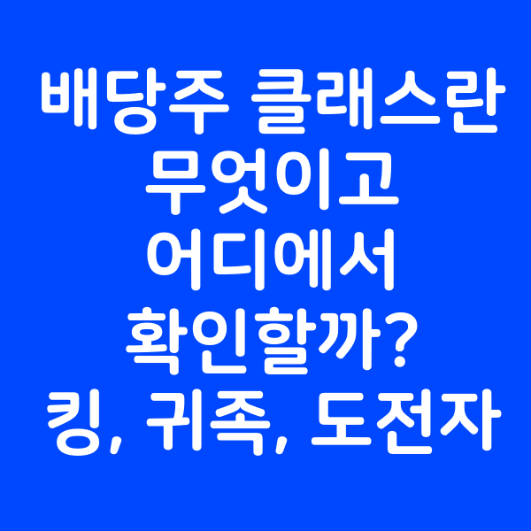 배당주 클래스는 무엇이고 어디서 확인할 수 있을까? 킹, 귀족, 도전자