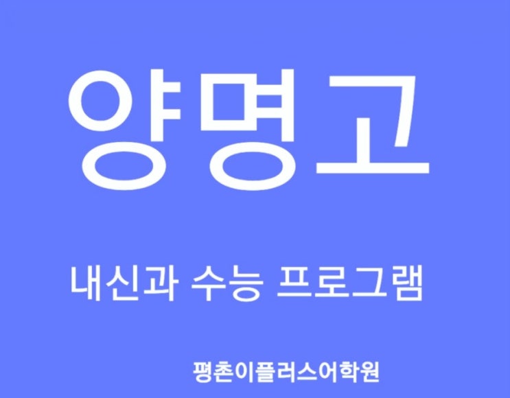  [양명고] 양명고등학교 1학년 2020 영어내신시험  평촌영어학원 프로그램