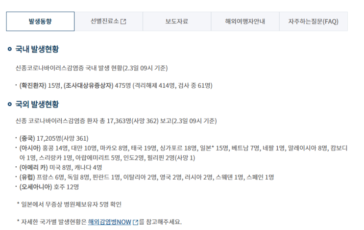 인천 우한폐렴 코로나바이러스 정보..