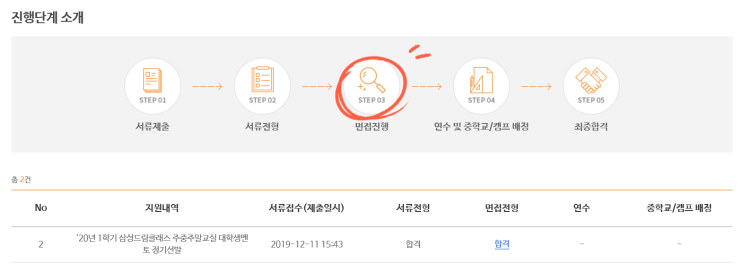  20200109 삼성 드림클래스 면접지원