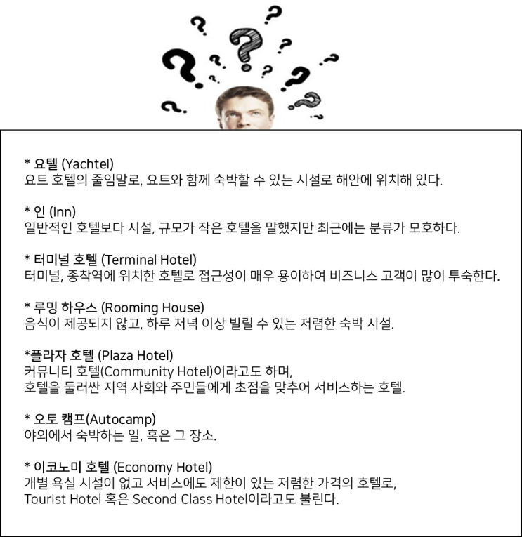  호텔 용어를 배워보자! - 호텔 분류