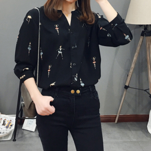   수맘 가을 블라우스 쉬폰 헨리넥 후기