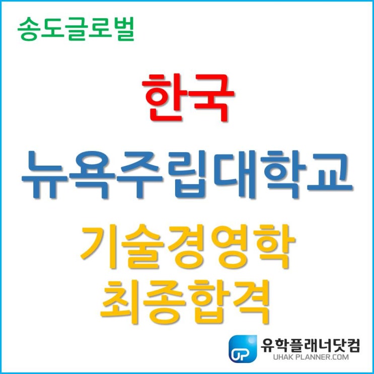 한국뉴욕주립대학교 2020년 3월학기 기술경영학 최종합격!