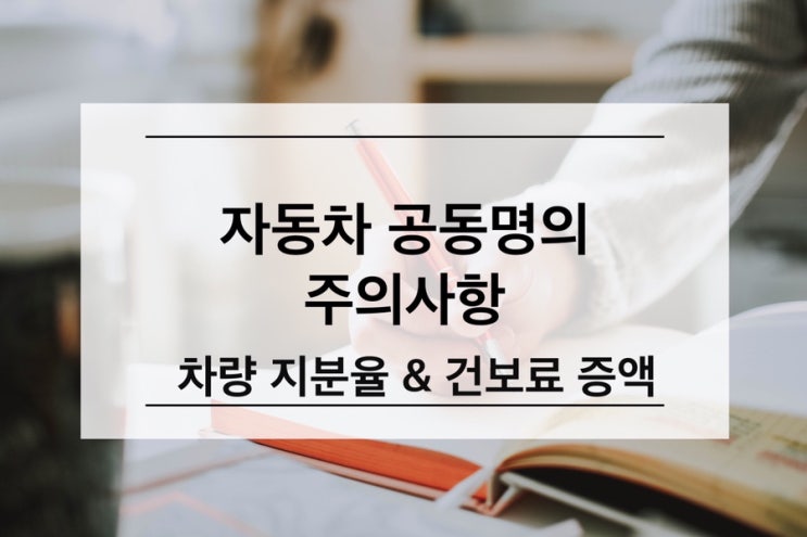  [자동차 공동명의] 취등록세/건보료, 지분율 1:99일때 공동명의 대표자 설정