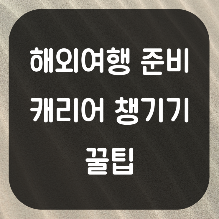  해외여행 준비 하기. 해외 여행 캐리어 짐 싸기 준비물 체크리스트 꿀팁 대방출!