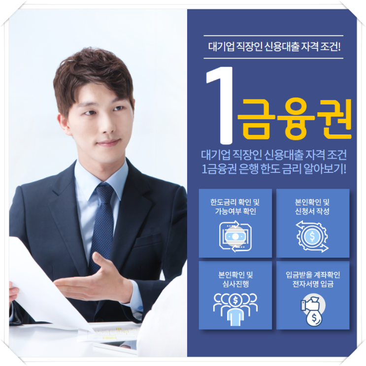  대기업 직장인신용대출 신청자격 및 한도 금리