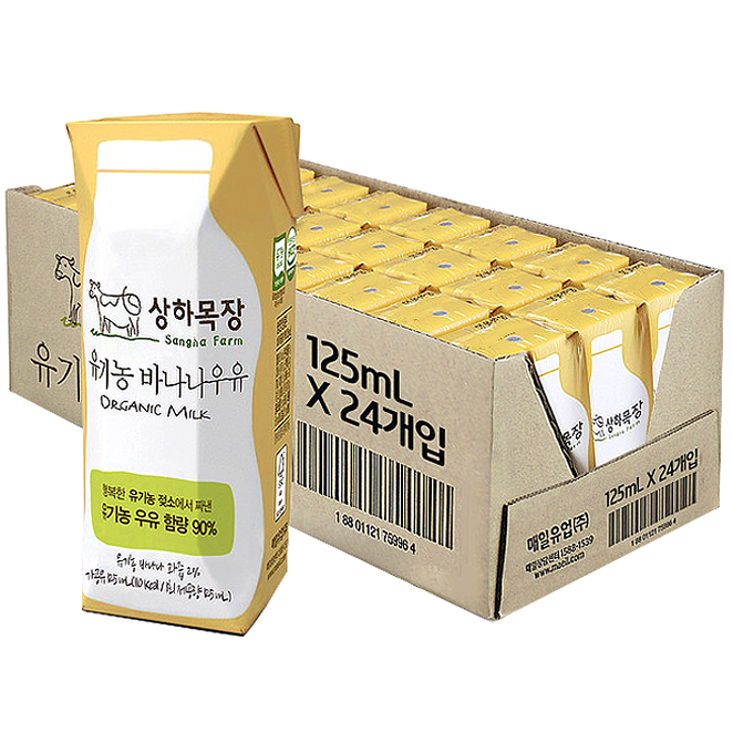  상하목장 유기농 멸균 바나나우유, 125ml, 24개입