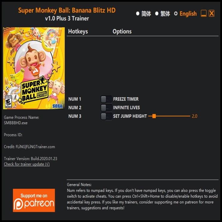  200124-슈퍼 몽키 볼 바나나 블리츠 트레이너 (Super Monkey Ball Banana Blitz HD Trainer v1.0 +3)3DM