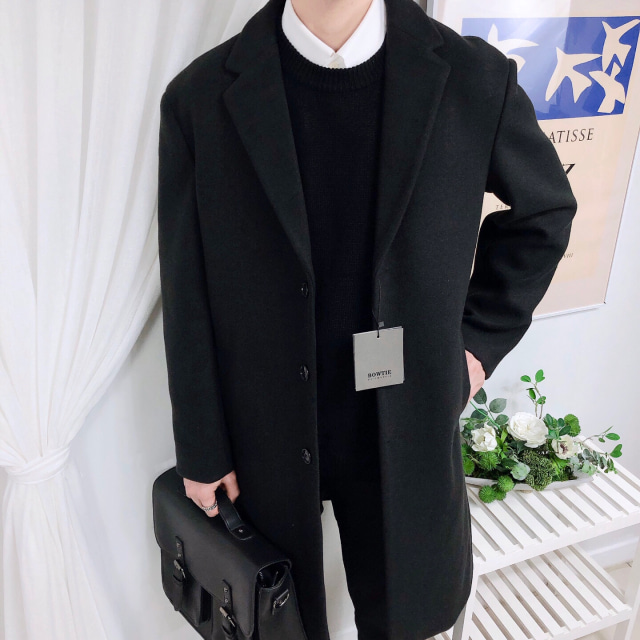  겨울 울 캐시미어 싱글 하프 반코트