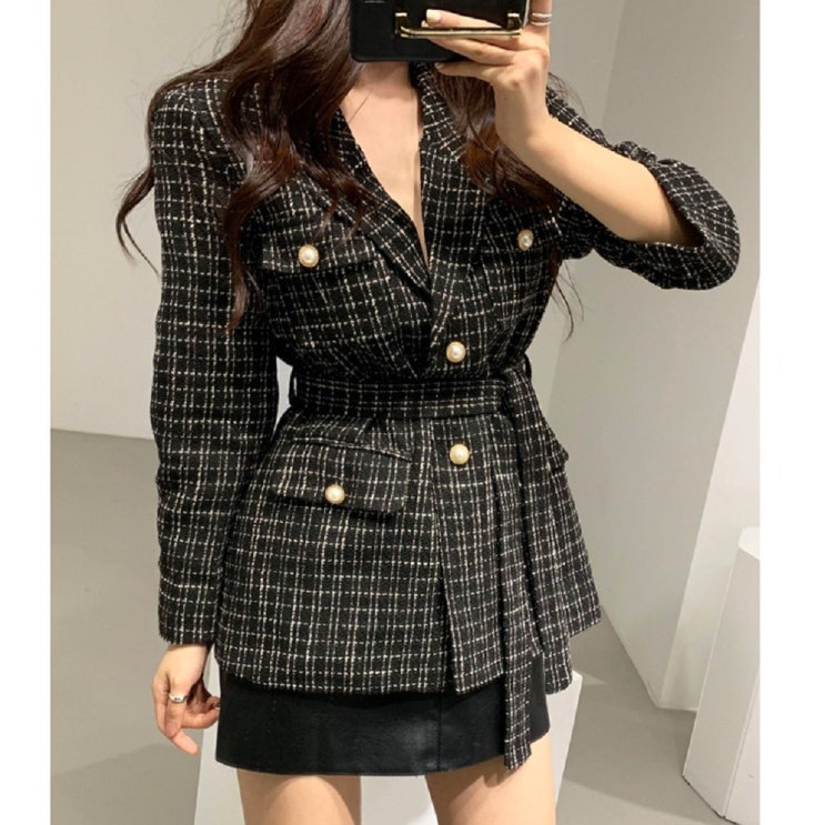  나라라오리 트위드자켓 벨티드재킷 고급 퀄리티
