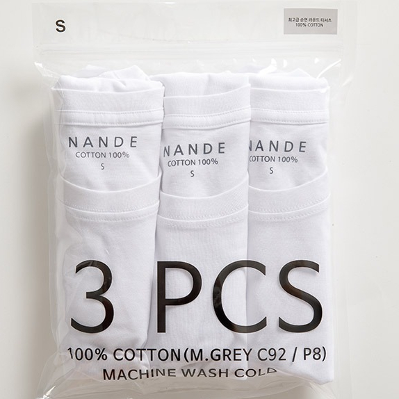 NANDE 두께감좋은 20수 면티 3팩 흰티 흰색면티 반팔 티셔츠