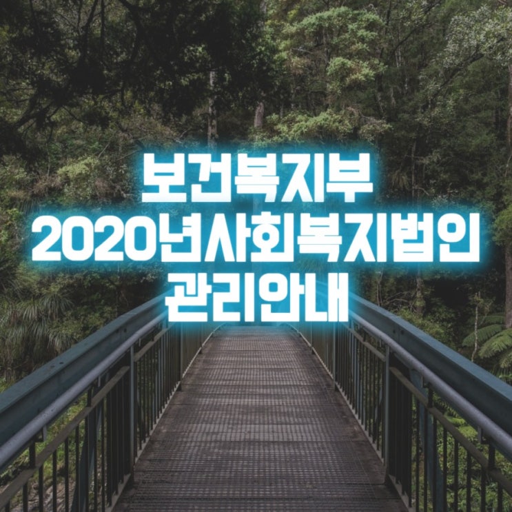  보건복지부 2020년 사회복지법인관리안내