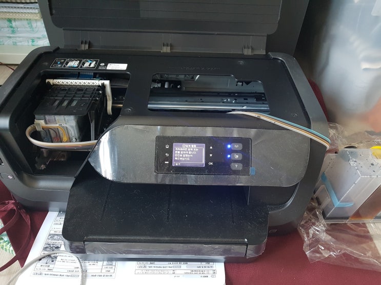  hp8210 무한공급기에 잉크가 없어서 출력이 안됩니다. - 덕계 양산kcc 아파트에 프린터 출장수리합니다.