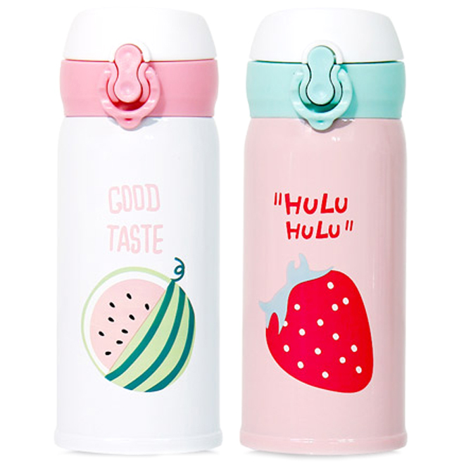  푸코 후르츠 큐티 보온병 2p 세트, 딸기, 수박, 350ml
