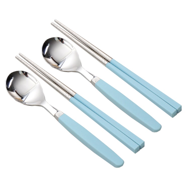  라온누리 픽미 컬러 아동 수저세트 숟가락 2p + 젓가락 2p, 베이직 블루(BL), 1세트