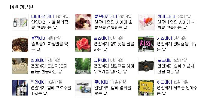  발렌타인데이& 월별 14일 기념일
