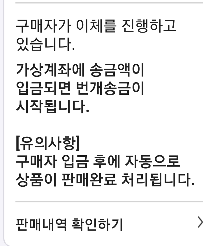  번개장터 - 번개송금 이용후기