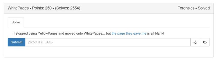  [PICO CTF 2019] WhitePages