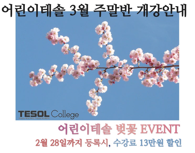 [부산테솔/파닉스지도사] 어린이테솔 3월 주말반, 벚꽃과 함께 돌아왔어요!