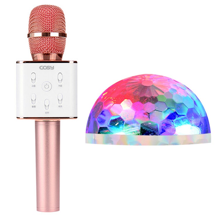 [쿠팡 최저가 검색] 코시 블랑 블루투스 마이크 + 휴대용 USB 미러볼, 핑크 