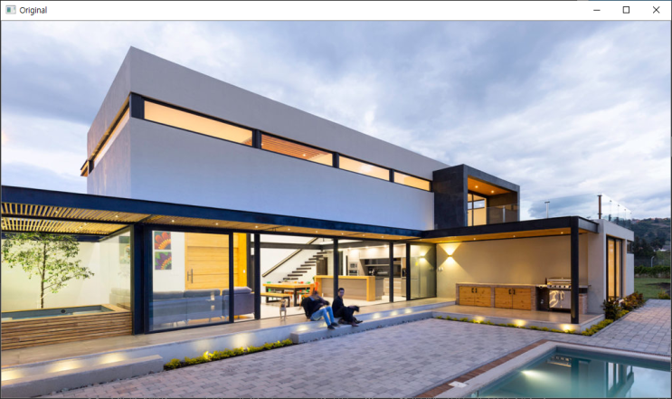  opencv 에지검출, 소벨과 캐니 에지 마우스 지정