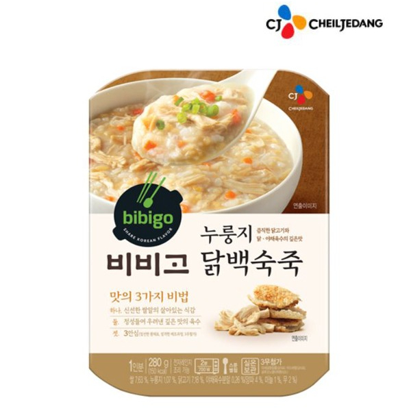  [쿠팡 로켓배송 물품] [CJ] 비비고 국/탕/찌개/죽 골라담기, 26.누룽지닭백숙죽, 280g  판매 링크!