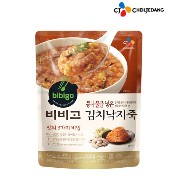  [쿠팡 로켓배송 물품] [CJ] 비비고 국/탕/찌개/죽 골라담기, 31.김치낙지죽, 450g  판매 링크!