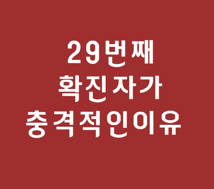 29번째 확진자가 충격적인이유 31번째 32번째 확진자... 29번째 확진자가 충격적인이유 31번째 32번째 확진자...
