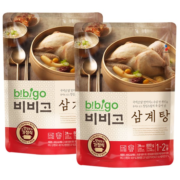 [쿠팡 최저가 로켓배송] 비비고 삼계탕 800g×2팩, 800g, 2팩_97 (비비고 사골곰탕비비고 왕교자비비고비비고 죽비비고 육개장비비고 만두비비고 김치비비고 주먹밥비비고 갈비탕비비고 미역국)