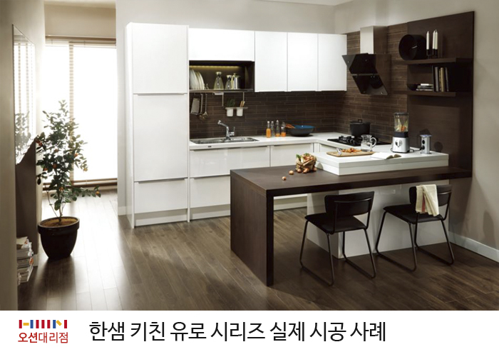  한샘의 키친 유로 시리즈 제안 6 - 하이글로시 화이트 도어로 모던하고 깔끔하게 변신, 유로 7000 프리미엄 하이글로시