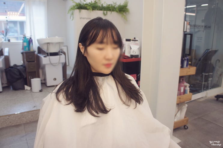  살롱분더바 명원쌤 긴머리 레이어드컷 c컬펌 앞머리까지 잘랐어요
