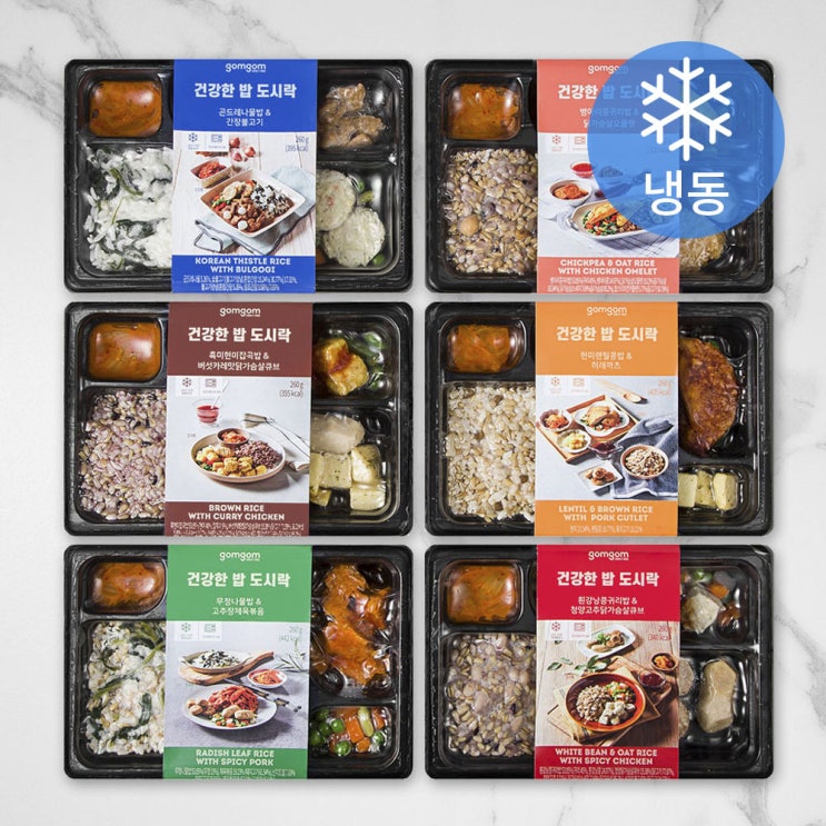  [쿠팡 최저가 로켓배송] 곰곰 건강한 밥 도시락 (냉동), 260g, 6개_30 (곰곰 도시락 돈까스 동그랑땡 오징어슬라이스 연어 샐러드 치즈스틱 제육볶음)