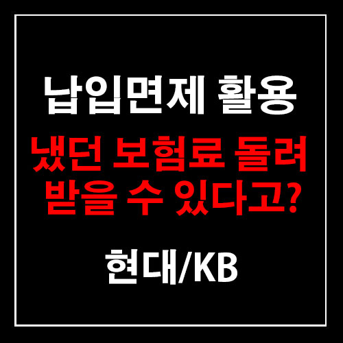  [납입면제 기능]냈던 보험료 돌려받기 현대해상, KB손해보험
