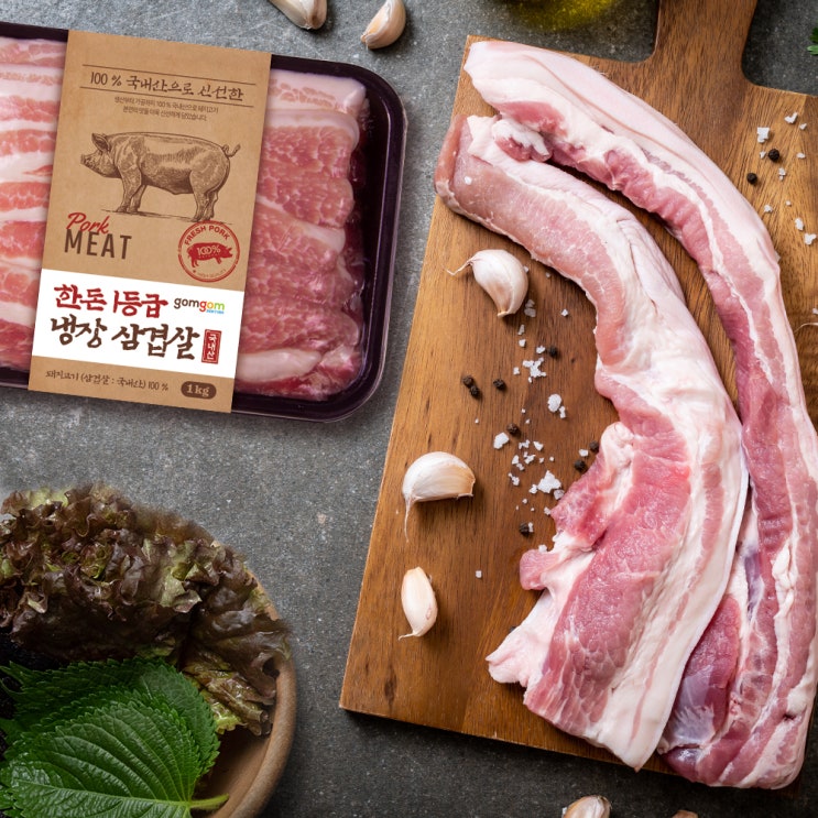  [쿠팡 최저가 로켓배송] 곰곰 한돈 1등급 삼겹살 (냉장), 1kg, 1개_42 (곰곰 도시락 돈까스 동그랑땡 오징어슬라이스 연어 샐러드 치즈스틱 제육볶음)