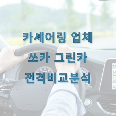  카셰어링 쏘카 그린카 전격 비교 분석