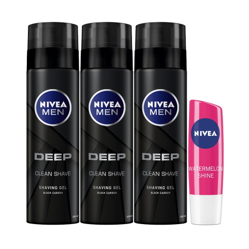   니베아 맨 딥 쉐이빙 젤 200ml x 3p + 립케어 워터메론 후기
