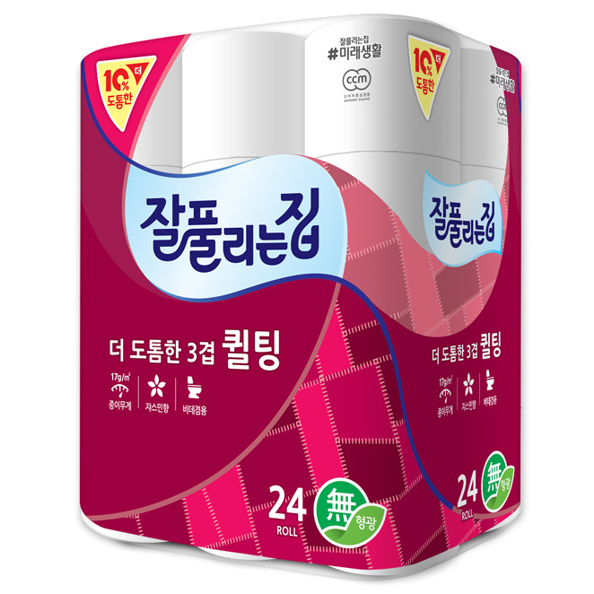  {합리적 가격} 잘풀리는집 더 도톰한 3겹 퀼팅 롤화장지 3 0m 24롤 1개 {착한가격}