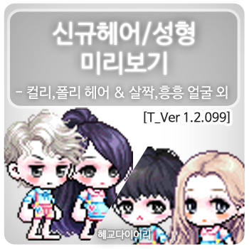  [신규 캐시 T_1.2.099] 메이플스토리 신규헤어 & 성형 미리보기 : 컬리,폴리,순수 헤어 / 살짝,흥흥,용사탄생,고된 얼굴 외