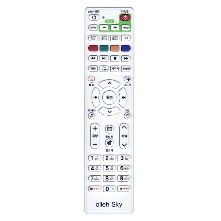      짱 QOOK TV리모컨 KT올레 sky life+건전지무료 COMBO-3010 - 7,500 원  