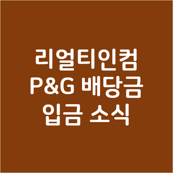  리얼티인컴 P&G 배당금 입금 소식