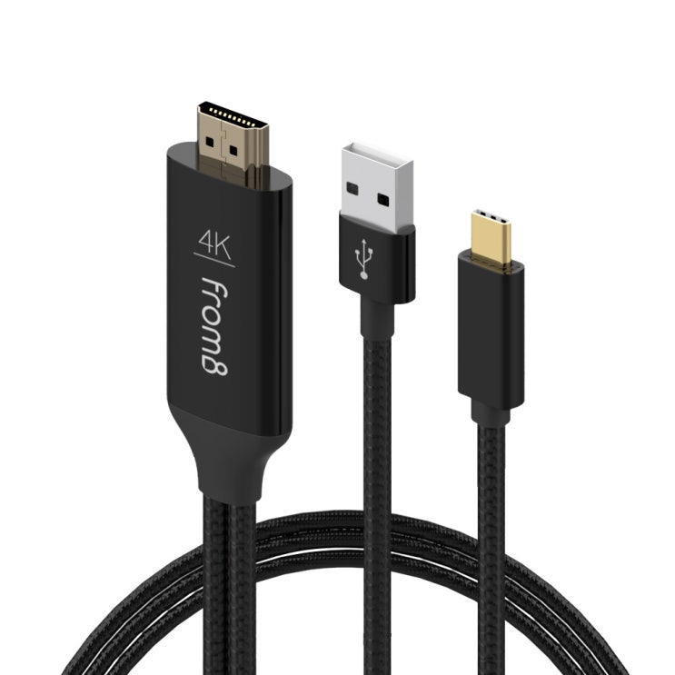 프롬비 USB C to HDMI 미러링 케이블 MHL케이블 스마트폰 충전기 USB C to HDMI 미러링케이블 2M 블랙