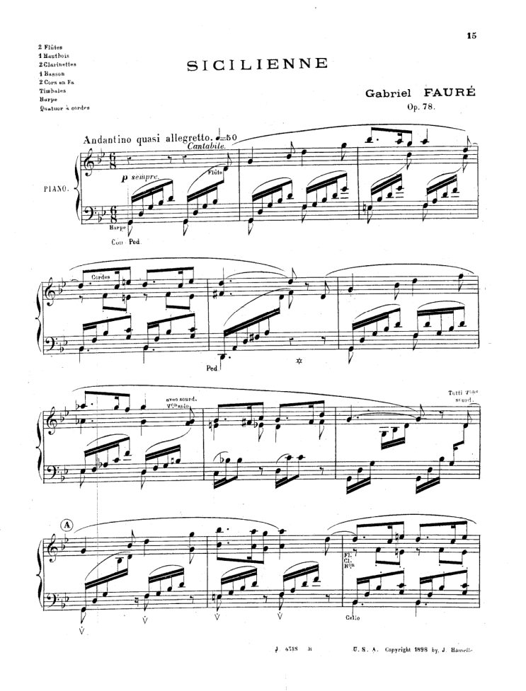 포레 시실리안느(Faure Sicilienne Op.78) 악보 포레 시실리안느(Faure Sicilienne Op.78) 악보